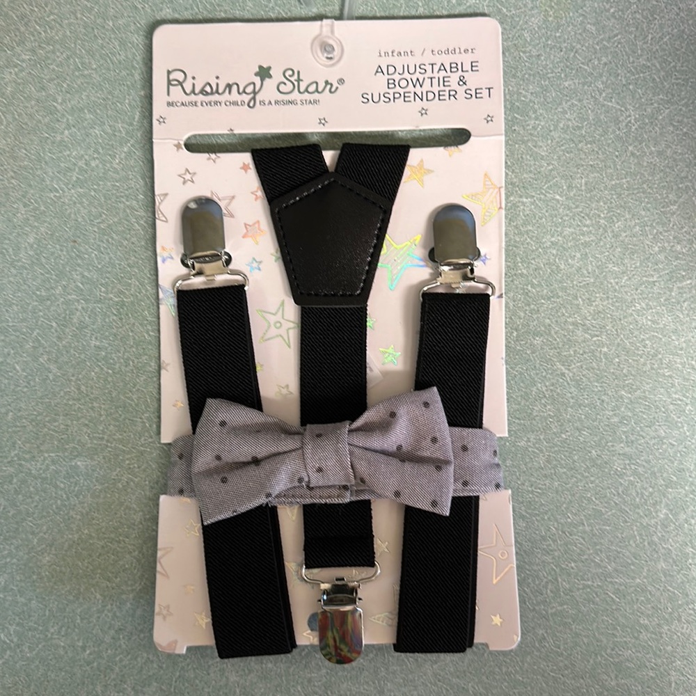 Rising Star Adjustable Bowtie & Suspender Set for Infant/Toddler